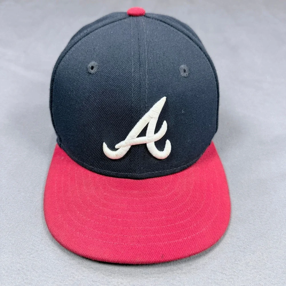 New Era Youth 6 1/2 Navy Red Polyester 59FIFTY Atlanta Braves MLB On-Field Hat